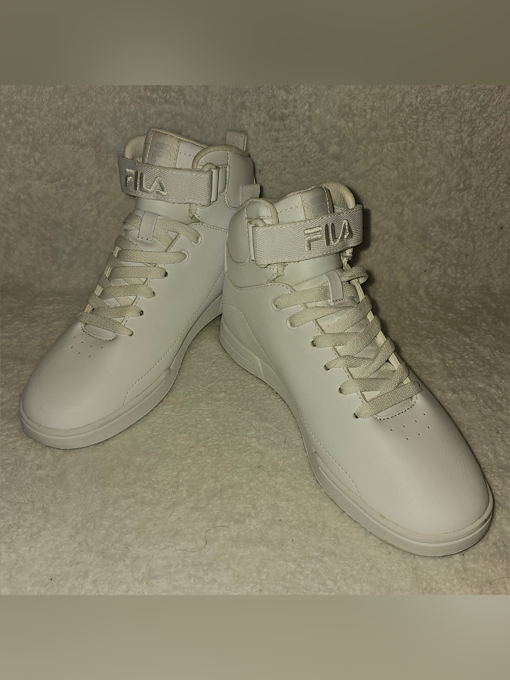 FILA White Velcro Accent High Top Sneakers